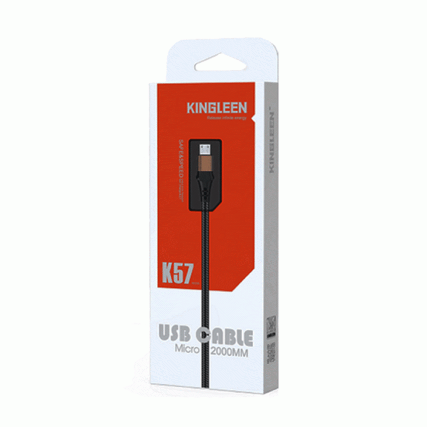 KINGLEEN K57 Καλώδιο Φόρτισης & Μεταφοράς Δεδομένων USB σε Micro USB 2.1A 2m - Χρώμα: Μαύρο