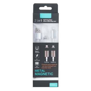 Καλώδιο Μαγνητικό LED USB σε Lightning 1m - Χρώμα: Ασημί