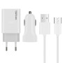 QIHANG QH-Z14 Σετ Αυτοκίνητου και Πρίζας με Θύρα USB-A και Καλώδιο micro USB - Χρώμα: Λευκό