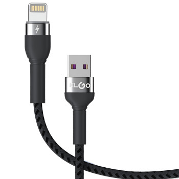 KLGO S-106 Καλώδιο Φόρτισης & Μεταφοράς Δεδομένων USB-A σε Lightning 2.4A 3m - Χρώμα: Μαύρο