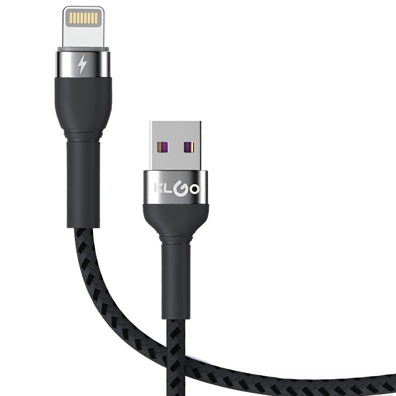 KLGO S-106 Καλώδιο Φόρτισης & Μεταφοράς Δεδομένων USB-A σε Lightning 2.4A 3m - Χρώμα: Μαύρο
