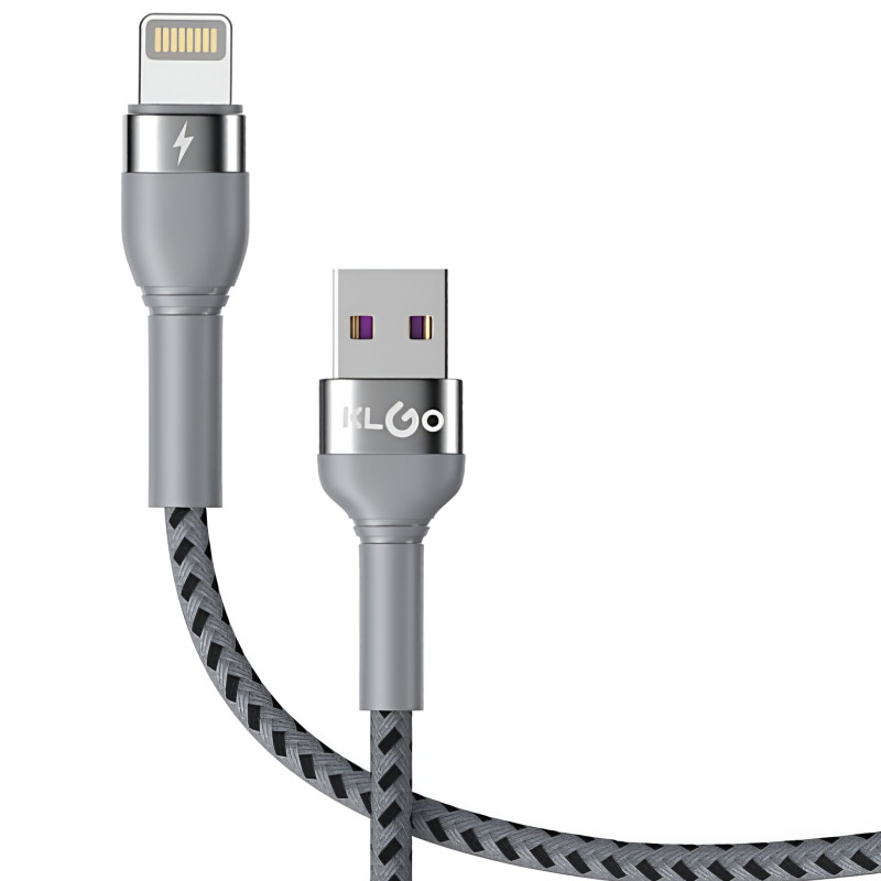 KLGO S-106 Καλώδιο Φόρτισης & Μεταφοράς Δεδομένων USB-A σε Lightning 2.4A 3m - Χρώμα: Γκρι