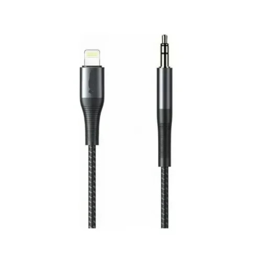 KLGO AUX-4 Στερεοφωνικό Καλώδιο Ήχου Lightning to 3.5mm 1m - Χρώμα: Μαύρο / Ασημί