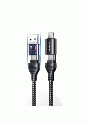 AWEI CL-126 Καλώδιο 4 IN 1 Πολυφόρτισης 60W Τype-C To Type-C (USB / Lightning Changing Plug) 1m Χρώμα: Μαύρο