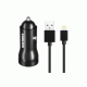 KINGLEEN C919 Φορτιστής Αυτοκινήτου 2 USB Θύρες 3.1A & USB to Lightning Καλώδιο 15W - Χρώμα: Μαύρο