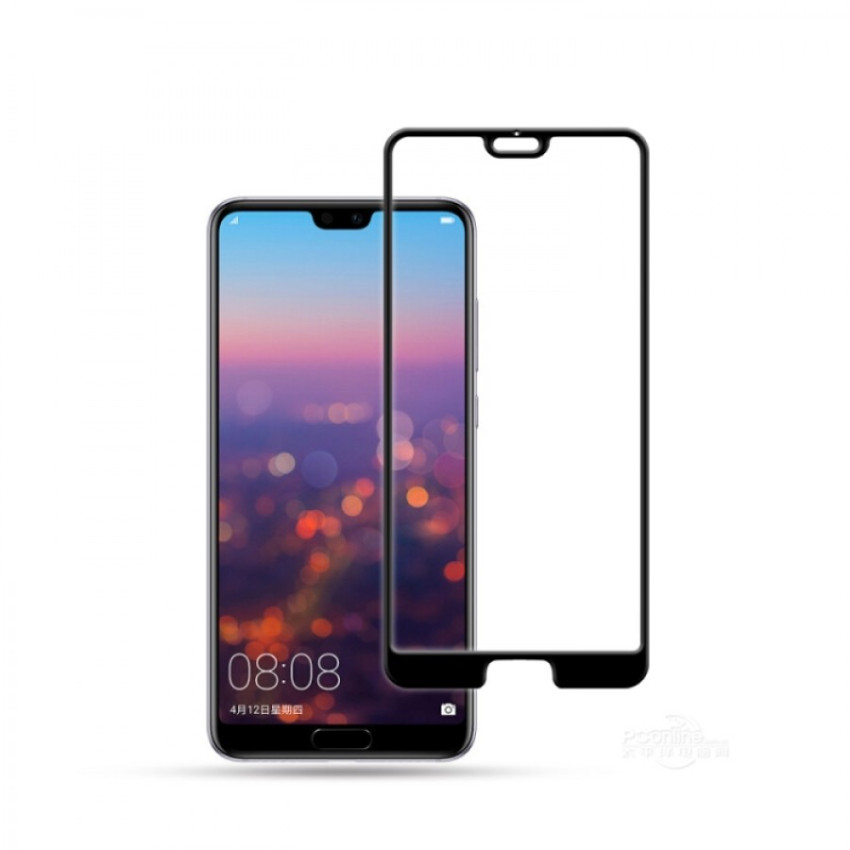 SIIPRO Full Cover Full Glue Tζαμάκι Προστασίας Οθόνης για Huawei P20 - Χρώμα: Μαύρο