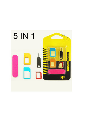 5 in 1 Nano Sim Card Adapters Micro Sim Card Standard SIM Card Adapter For iPhone 4 4S 5 5c 5s 6 6s