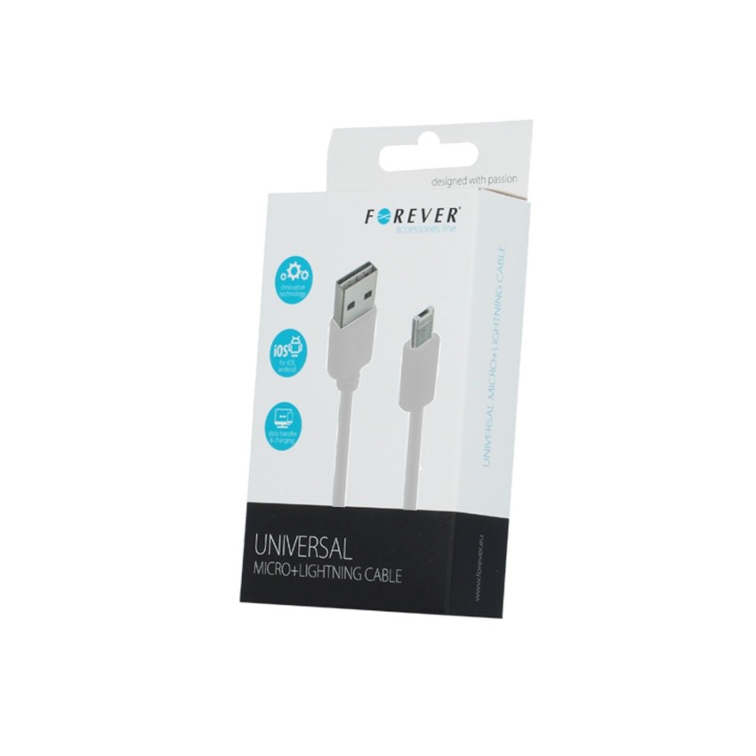 Forever - Universal micro+ lightning (male) to USB2.0 (male) cable - 1m