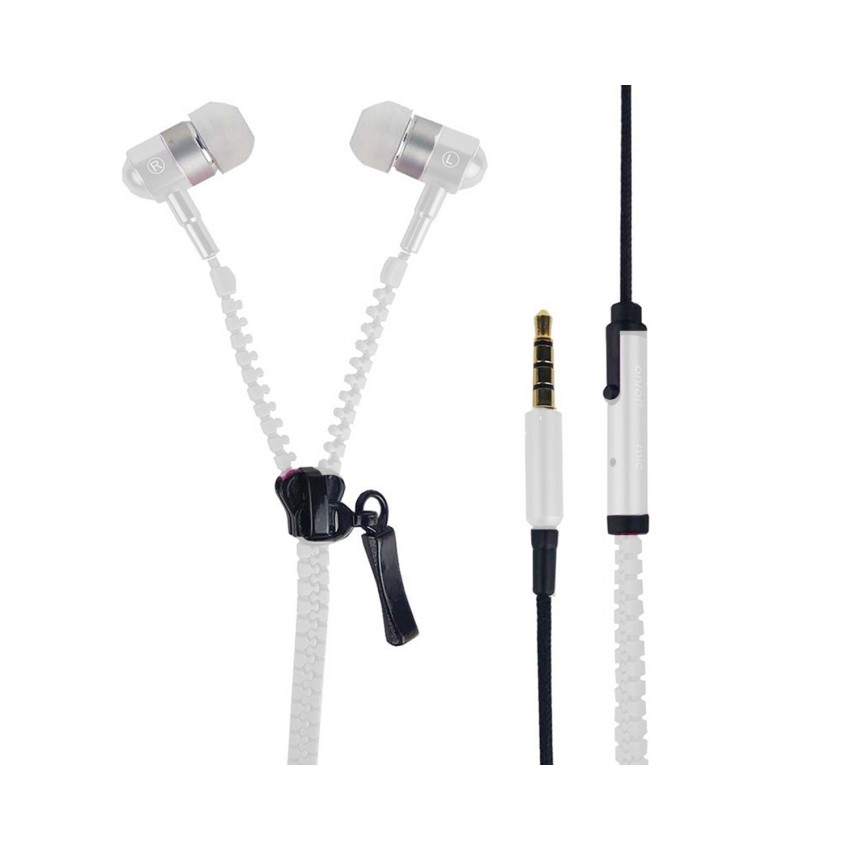 V-like Universal Zipper Metallic Earphones