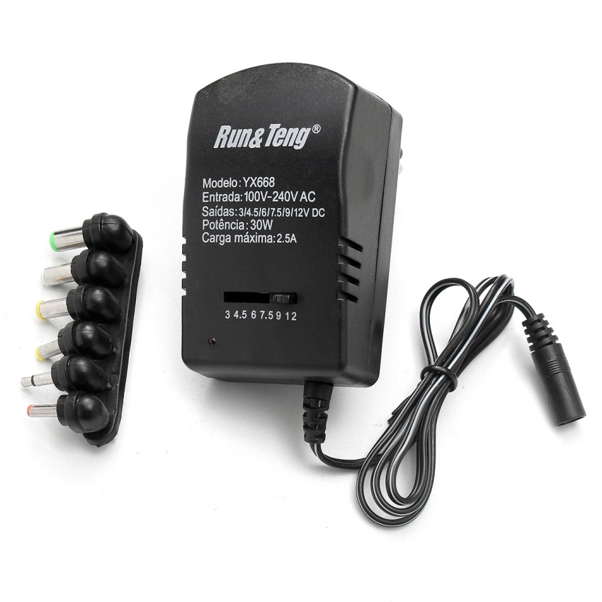 Run & Teng 668 Adapter Supply Charger 3.0A 7 Plugues