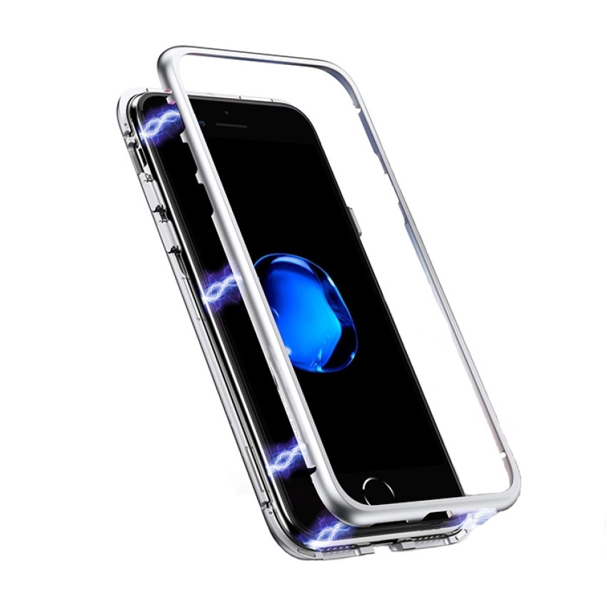 Μαγνητική Θήκη Detachable Metal Frame με Πίσω Όψη από Tempered Glass για Apple iPhone XR - Χρώμα: Ασημί