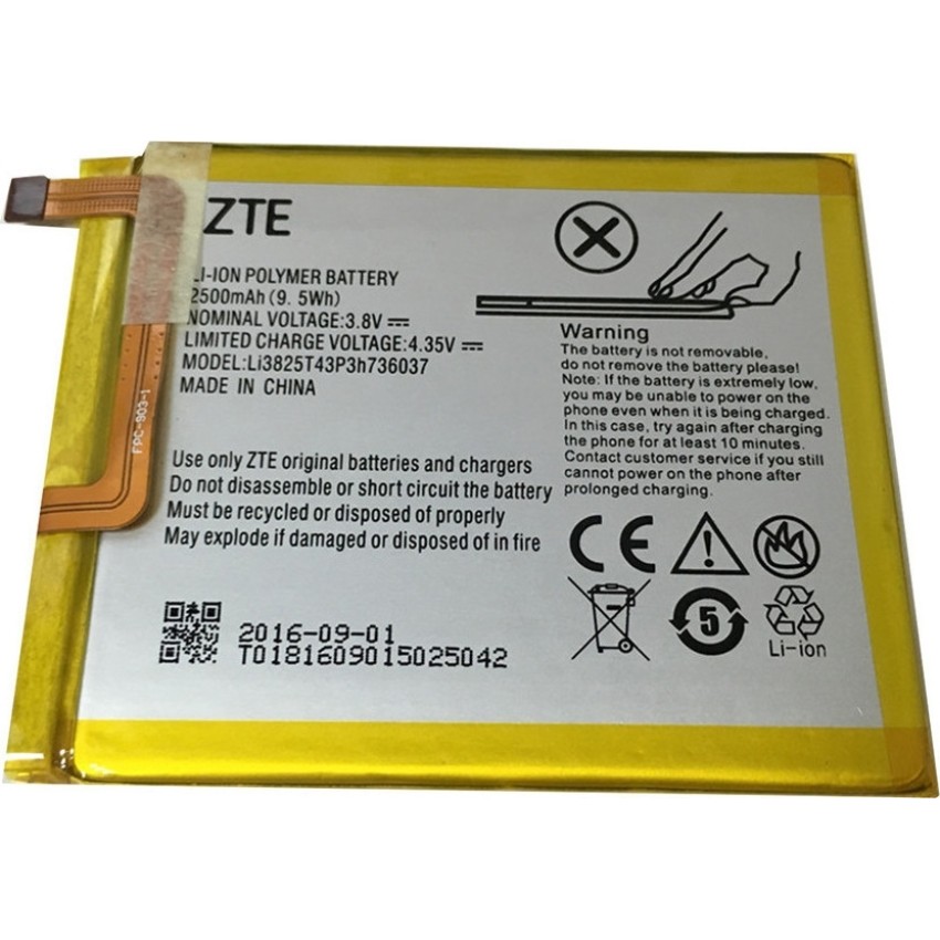 Μπαταρία ZTE Li3825T43P3h736037 για Blade V7/V7 Lite/A2 - 2500mAh Bulk