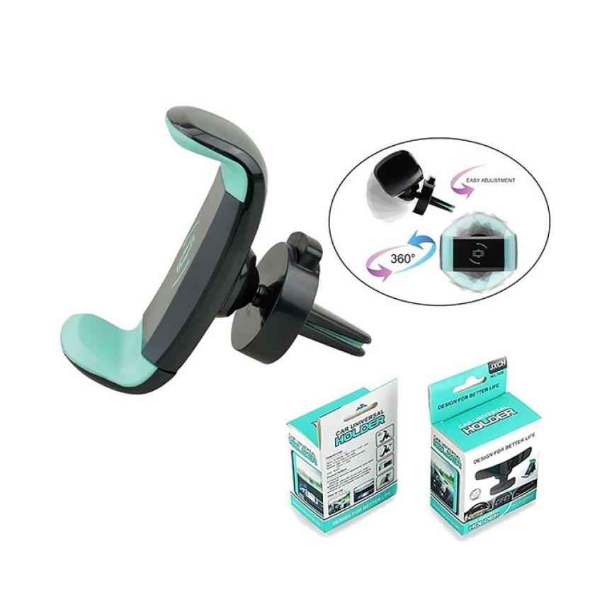 Βάση Στήριξης Κινητού Universal Car Phone Holder JXCH με Περιστροφή και Προσαρμογή για Αεραγωγό Αυτοκινήτου - Χρώμα: Μαύρο - Τιρκουάζ