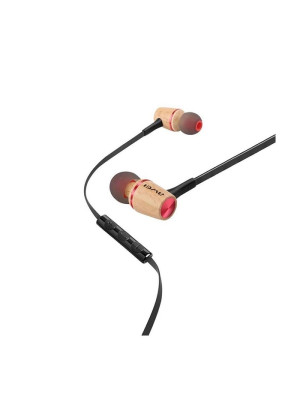 Wired Earphones Awei ES-80TY Wooden Dynamic Headset Ενσύρματα Ακουστικά - Χρώμα: Κόκκινο