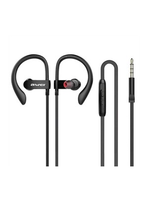 Wired Earphones Awei ES-160i Sports Ear-Hook Stereo Headset Ενσύρματα Ακουστικά - Χρώμα: Μαύρο