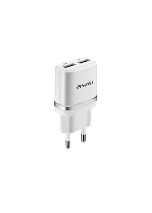 Awei C-930 Φορτιστής Dual USB Fast Charging - Χρώμα: Ασημί