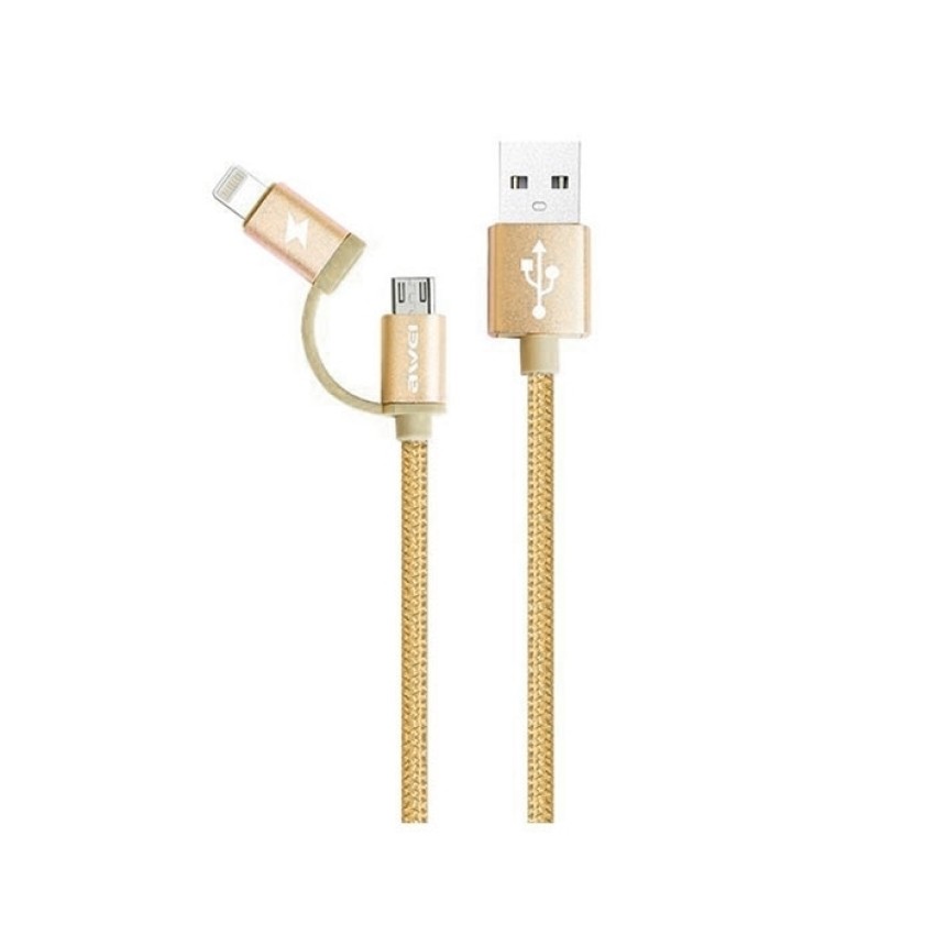 Καλώδιο Φόρτισης Awei CL-930C 0.2m Micro USB/Lightning Fast Charging Data Cable - Χρώμα: Χρυσό