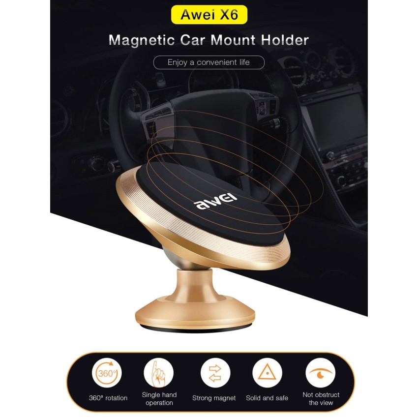 Βάση Κινητού Awei X6 Car Mount Holder - Χρώμα: Ασημί