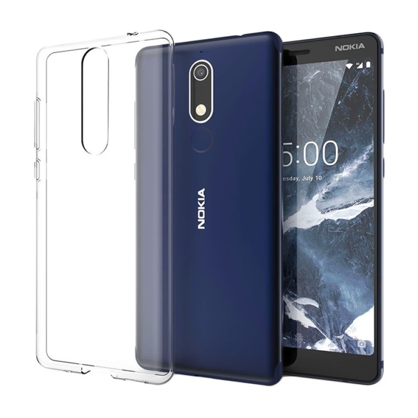 Θήκη Πλάτης Σιλικόνης Απλή για Nokia 5.1 - Χρώμα: Διάφανο