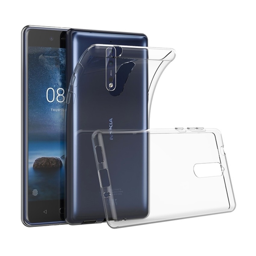 Θήκη Πλάτης Σιλικόνης Απλή για Nokia 8 - Χρώμα: Διάφανο