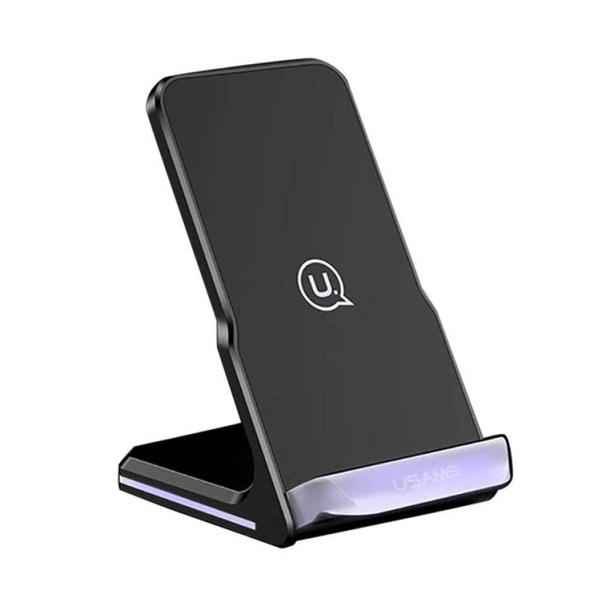 Βάση Ασύρματης Φόρτισης / Fast Wireless Charging Stand USAMS US-CD28 Two Coils Pad-Zino Series 10W - Χρώμα: Μαύρο