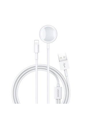 Καλώδιο Φόρτισης USAMS US-CC076 2in1 USB Charging Cable For iPhone and Apple Watch - Χρώμα: Λευκό