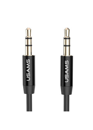 USAMS YP-01 Διπλό καλώδιο Audio Jack 3.5 AUX (1 Μέτρο) - Χρώμα: Μαύρο