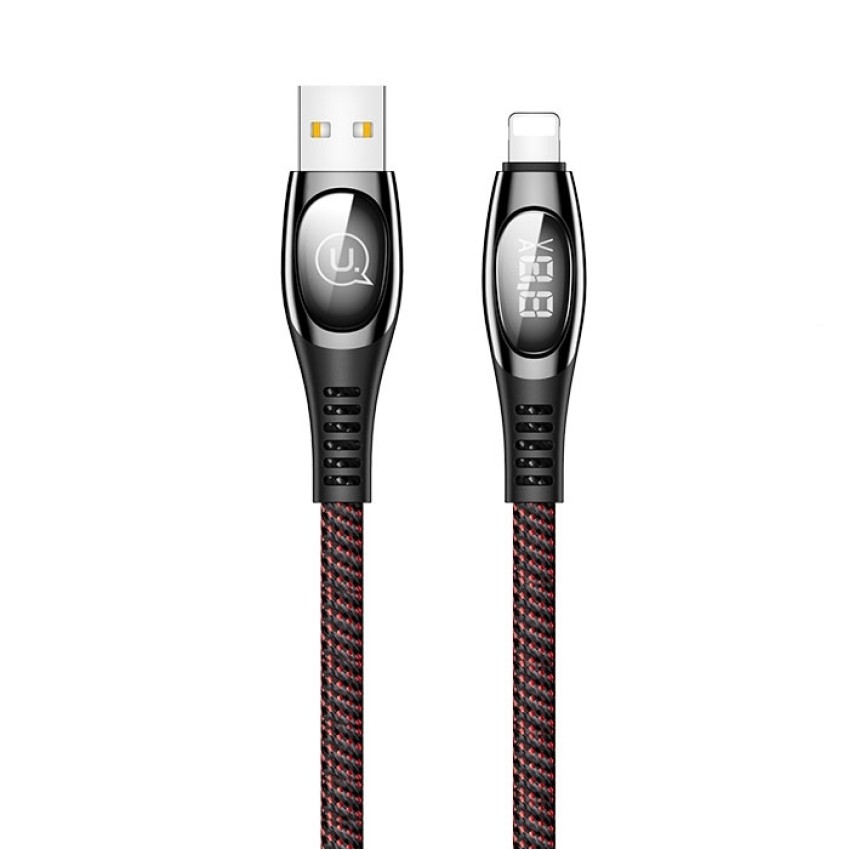 USAMS US-ZJ63 Καλώδιο Φορτιστή Lightning με Οθόνες LED / Charging Cable With LCD LED for iPhone (2 Μέτρα) - Χρώμα: Κόκκινο