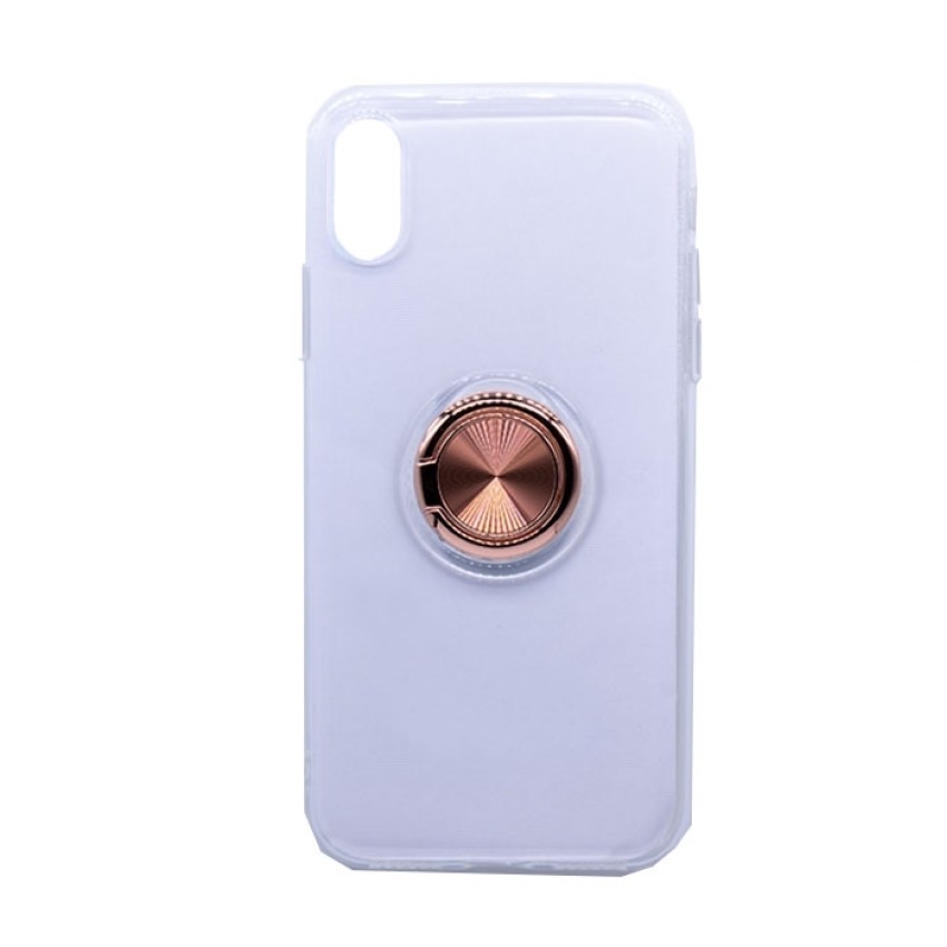 Θήκη Πλάτης Σιλικόνης με Finger Ring για Apple iPhone X/XS - Χρώμα: Ρόζ Χρυσό