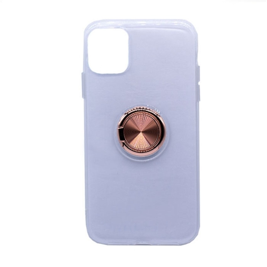 Θήκη Πλάτης Σιλικόνης με Finger Ring για Apple iPhone 11 - Χρώμα: Ρόζ Χρυσό