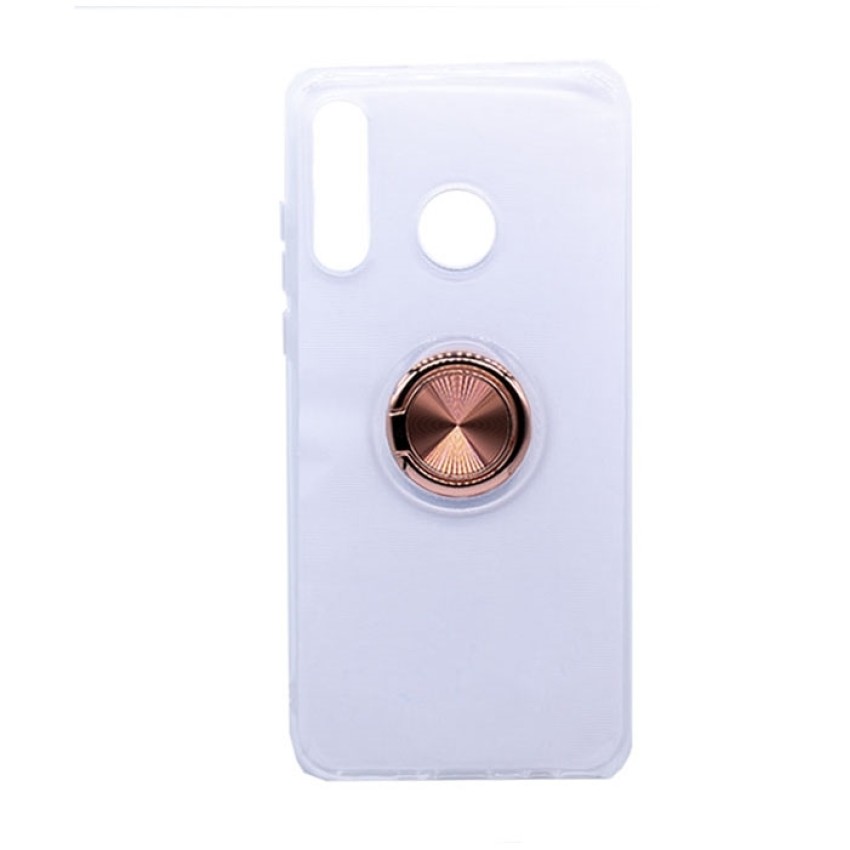 Θήκη Πλάτης Σιλικόνης με Finger Ring για Huawei P30 Lite - Χρώμα: Ρόζ Χρυσό