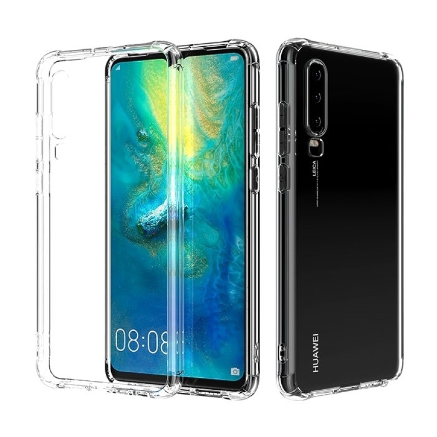 Θήκη Πλάτης Σιλικόνης Anti Shock για Huawei P30 - Χρώμα: Διάφανο