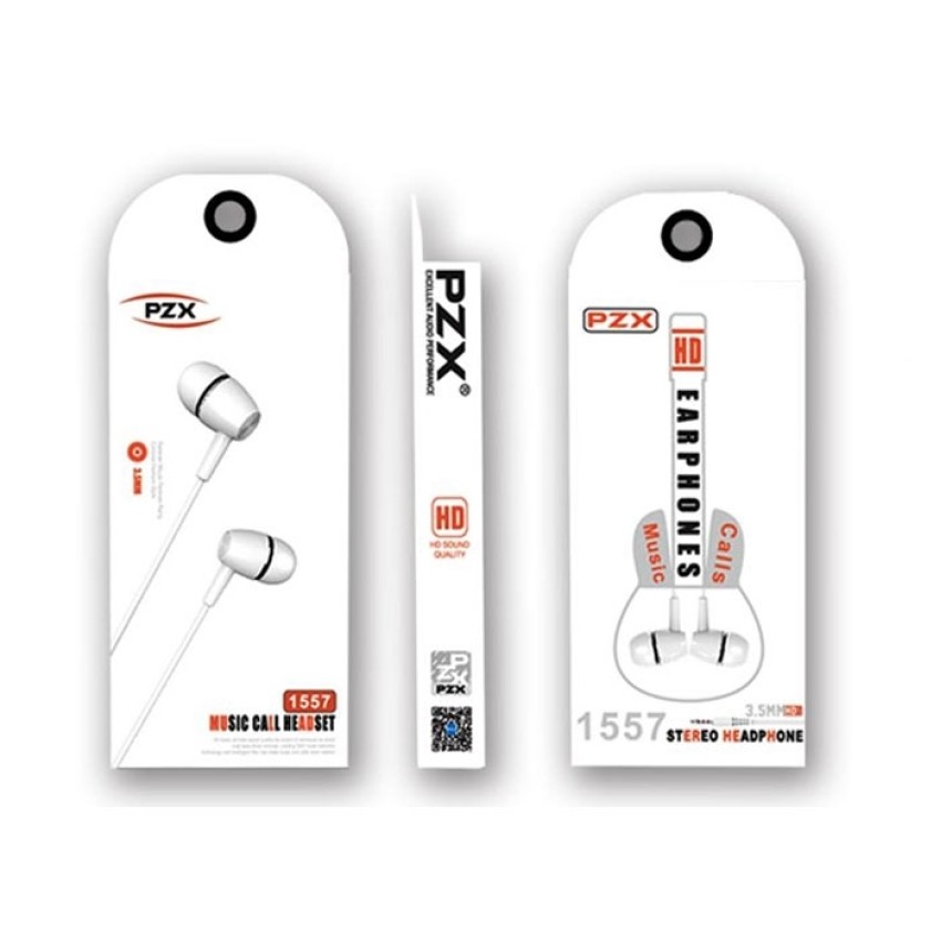 Wired Earphones PZX 1557 Headset Ενσύρματα Ακουστικά - Χρώμα: Λευκό