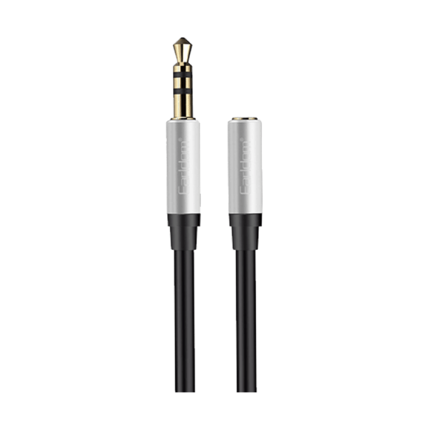 Earldom ET-AUX34 Καλώδιο Επέκτασης Female to Male Audio Jack 3.5 AUX 1μ - Χρώμα: Ασημί -Μαύρο