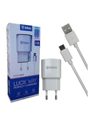 inkax- CD-27 Φορτιστής με USB 2.1A / Micro USB Καλώδιο - Χρώμα: Λεύκο