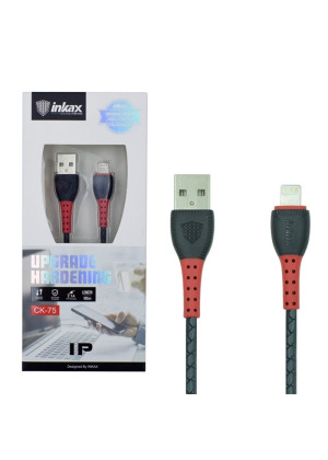 inkax- CK-75  Lightning USB 2.1Α Καλώδιο Φόρτισης 1μ - Χρώμα: Μαύρο/Κόκκινο