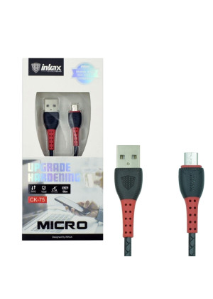 inkax- CK-75  Micro USB 2.1Α Kαλώδιο Φόρτισης 1μ - Χρώμα: Μαύρο/Κόκκινο