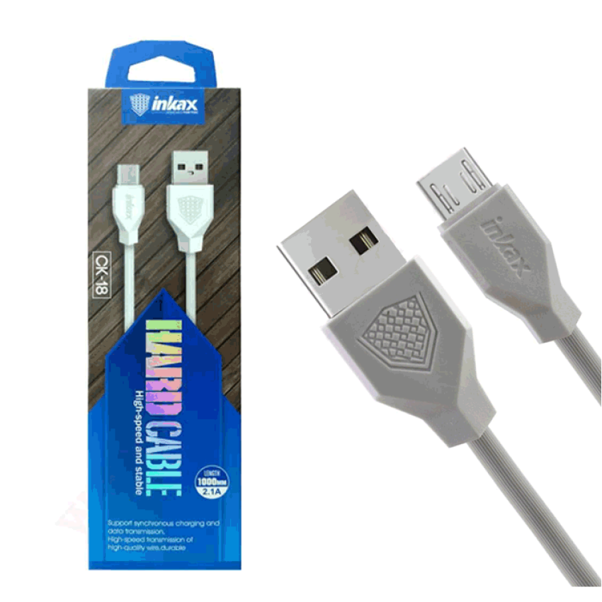 inkax- CK-18  Micro USB 2.4Α Kαλώδιο Φόρτισης 1μ - Χρώμα: Λεύκο