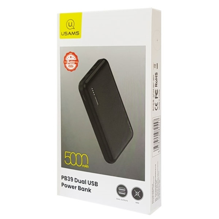 Power Bank USAMS PB39 Φορητός Φορτιστής 5000mAh - Χρώμα: Μαύρο