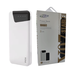 PZX - V07 Power Bank 10000Mah 2 USB Ports - Color: White