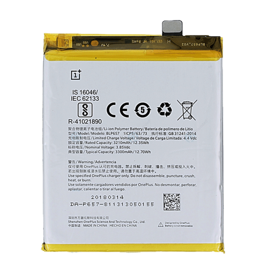 Μπαταρία BLP657 για OnePlus 6 -3300mAh Bulk