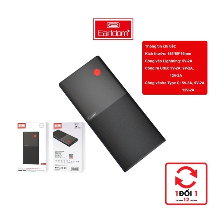 Earldom ET-PD04 Power Bank 10.000mAh Black