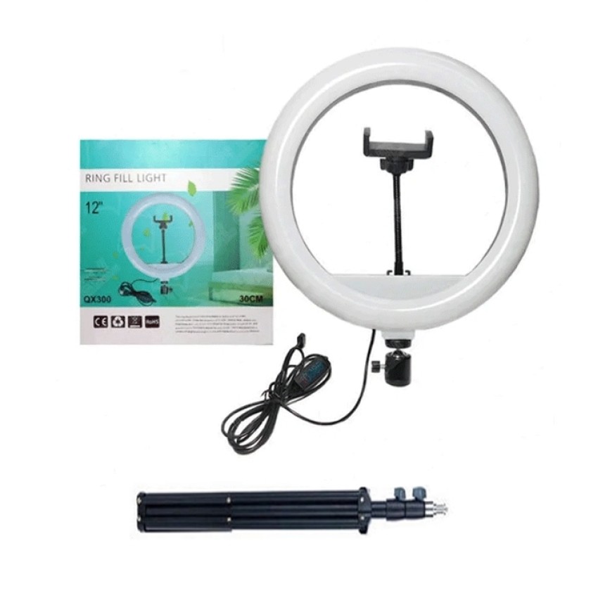 Φωτιστικό LED Δαχτυλίδι Ring Light LED QX300 30cm 12" με Τρίποδο