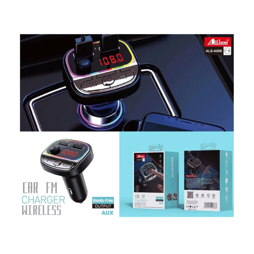 Allison A686 Bluetooth Ανοιχτής Ακρόασης FM Transmitter και Φορτιστής Αυτοκινήτου  / Bluetooth MP3 & Car Charger