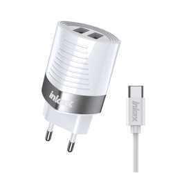 Inkax Φορτιστής με 2 Θύρες USB-A και Καλώδιο Type-C (CD-79) - Χρώμα: Λευκό