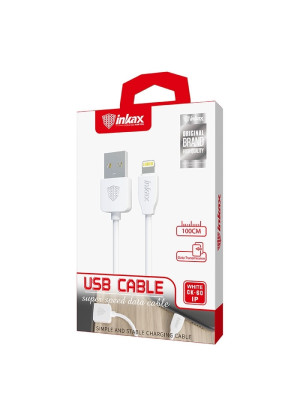 inkax- CK-60  Lightning USB 2.1Α Kαλώδιο Φόρτισης 1μ - Χρώμα: Λευκό