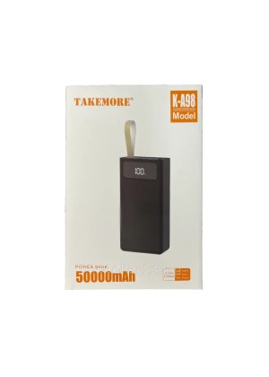 Power Bank TAKEMORE K-A98 50000mAh με Θύρα USB-A USB-C - Χρώμα: Μαύρο