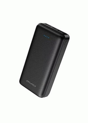 Awei P47K Power Bank με 2 θύρες USB 5V 2.1A 20000mAh - Χρώμα: μαύρο