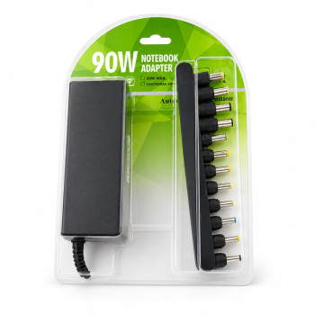 90W Universal Φορτιστής Laptop με Αποσπώμενο Καλώδιο Τροφοδοσίας & Σετ Βυσμάτων - Χρώμα: Μαύρο