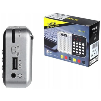 CMiK MK-140 Μίνι Επαναφορτιζόμενο Ραδιοφωνάκι με USB - Χρώμα: Ασημί